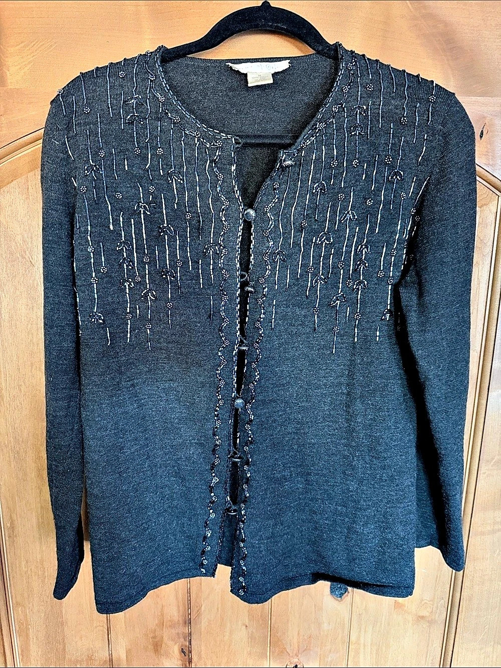 Doncaster Long Sleeve Embellished Top in Gray